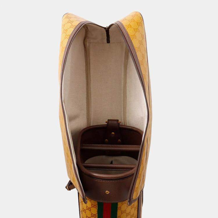 Pre Owned Gucci Adidas Collaboration Gg Crystal Golf Bag Camel/Brown Leather