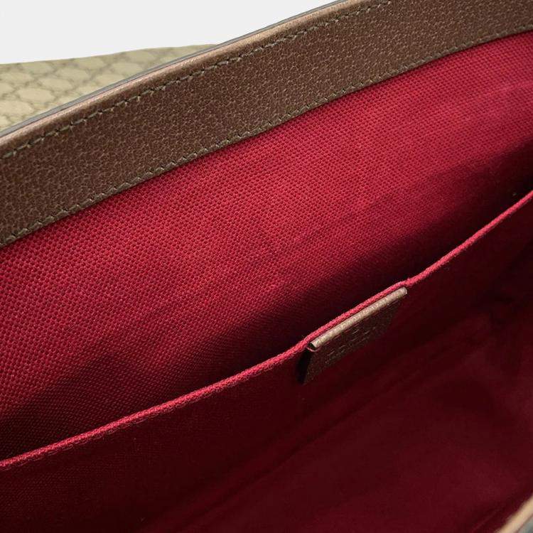 Pre Owned Gucci Gg Supreme Messenger Bag Red Gg Supreme Leather