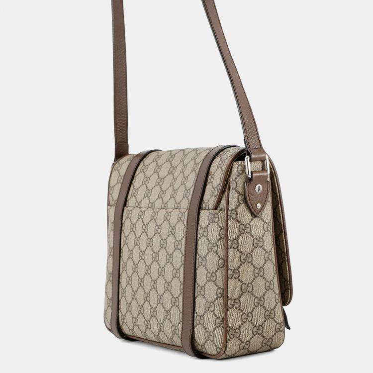 Pre Owned Gucci Gg Supreme Messenger Bag Red Gg Supreme Leather