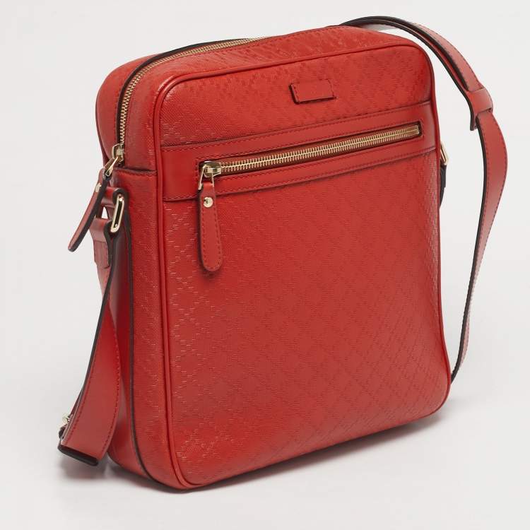 Pre Owned Gucci Orange GG Imprime Canvas and Leather Hilary Messenger Bag