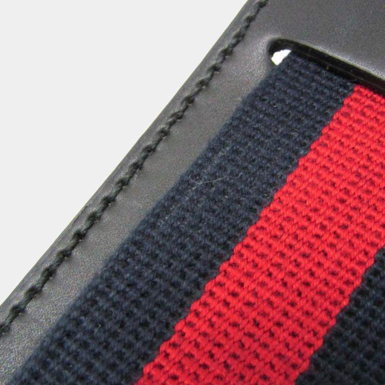 Pre Owned Gucci GG Supreme Leather Messenger Bag Black Gray