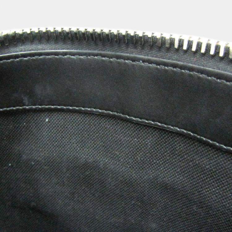 Pre Owned Gucci GG Supreme Leather Messenger Bag Black Gray