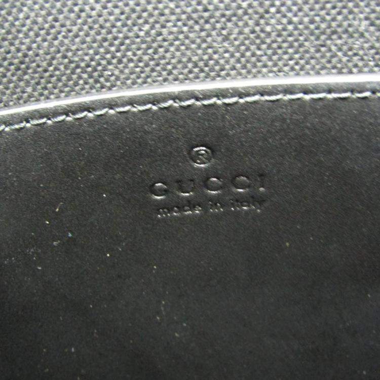 Pre Owned Gucci GG Supreme Leather Messenger Bag Black Gray