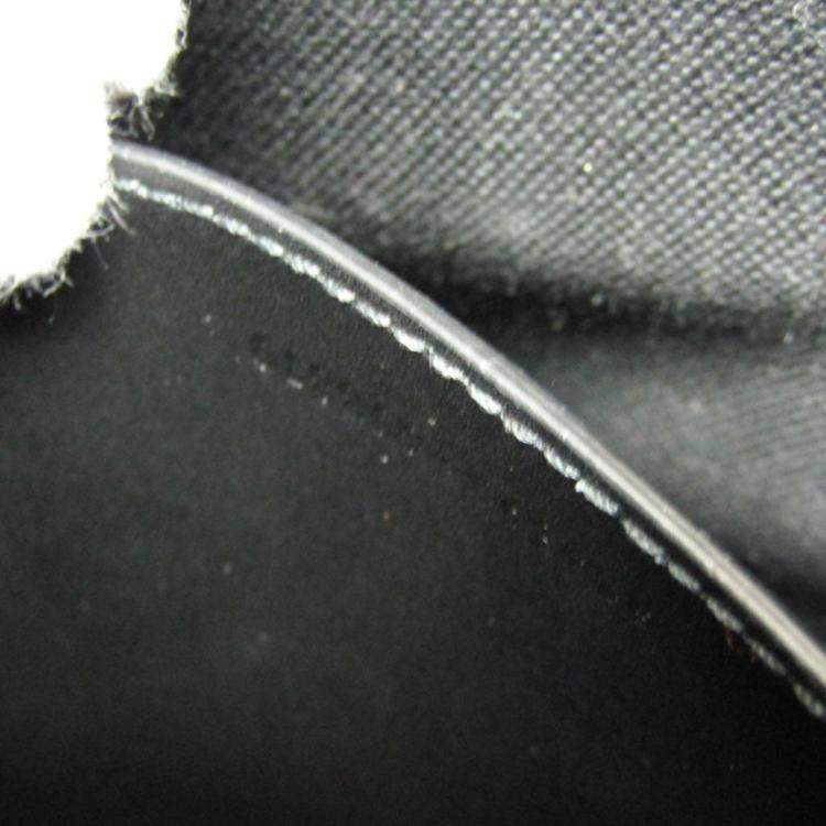 Pre Owned Gucci GG Supreme Leather Messenger Bag Black Gray