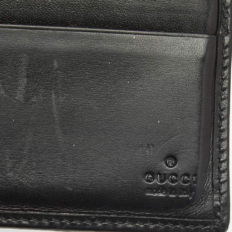 Pre Owned Gucci Black GG Canvas and Leather Web Bifold Wallet