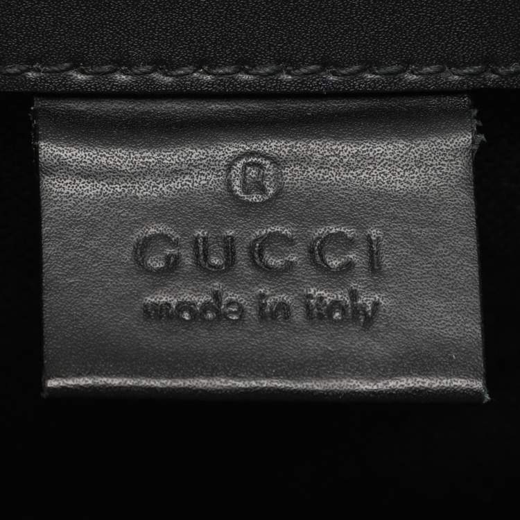 Pre Owned Gucci Black Soft GG Supreme Canvas and Leather Large Drawstring Backpack