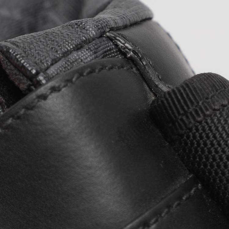 Pre Owned Gucci Black Soft GG Supreme Canvas and Leather Large Drawstring Backpack