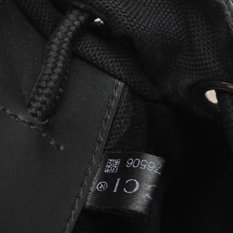 Pre Owned Gucci Black Soft GG Supreme Canvas and Leather Large Drawstring Backpack