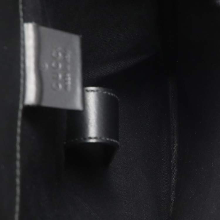 Pre Owned Gucci Black Soft GG Supreme Canvas and Leather Large Drawstring Backpack