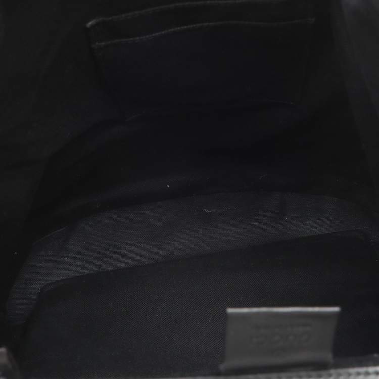 Pre Owned Gucci Black Soft GG Supreme Canvas and Leather Large Drawstring Backpack