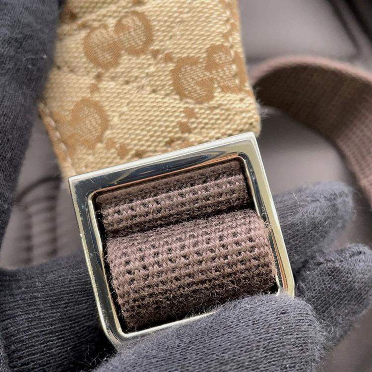 Pre Owned Gucci Runway Model Gg Canvas Backpack Beige Canvas Size Large