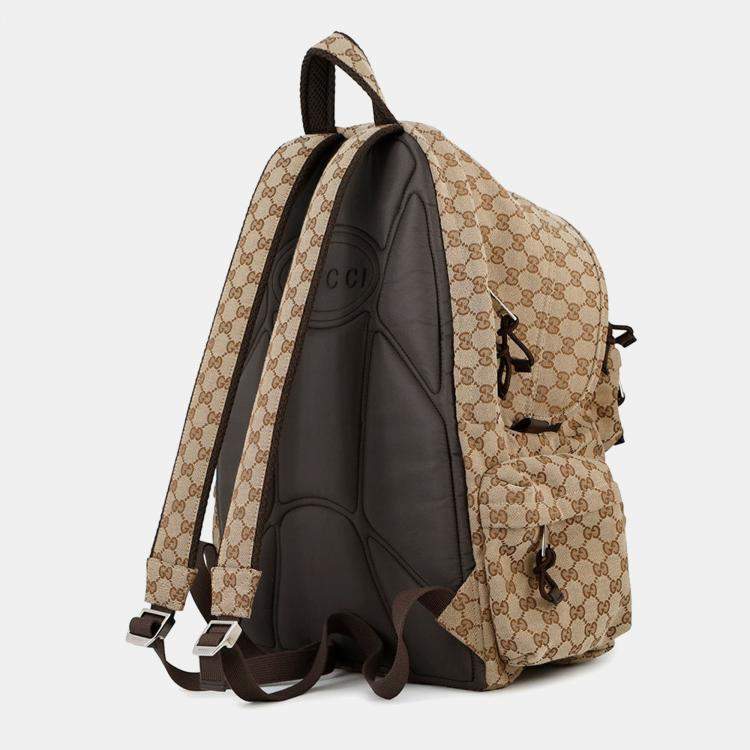 Pre Owned Gucci Runway Model Gg Canvas Backpack Beige Canvas Size Large