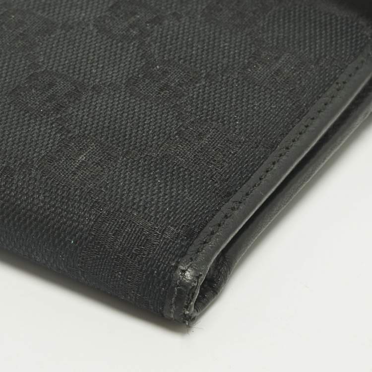 Pre Owned Gucci Black GG Canvas Web Bifold Wallet