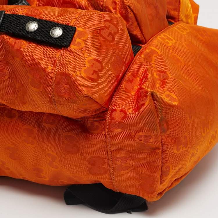 Pre Owned Gucci Orange/Black GG Nylon Off The Grid Backpack