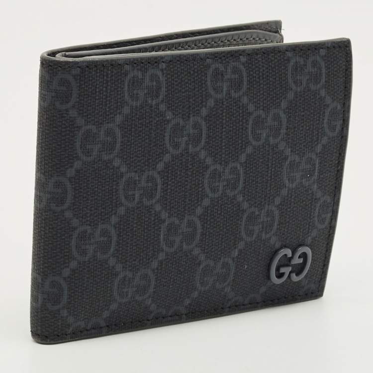Pre Owned Gucci Dark Grey GG Supreme Canvas GG Bifold Wallet