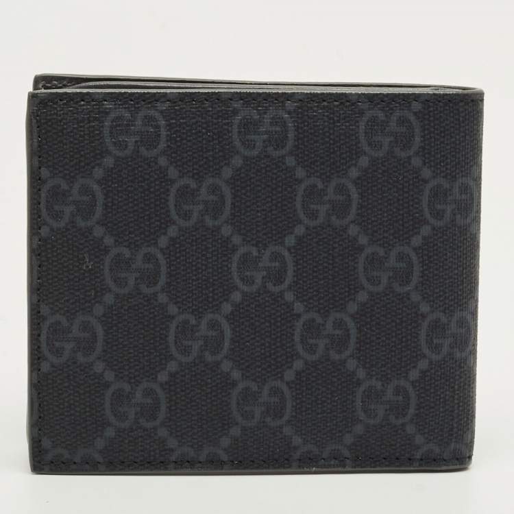 Pre Owned Gucci Dark Grey GG Supreme Canvas GG Bifold Wallet