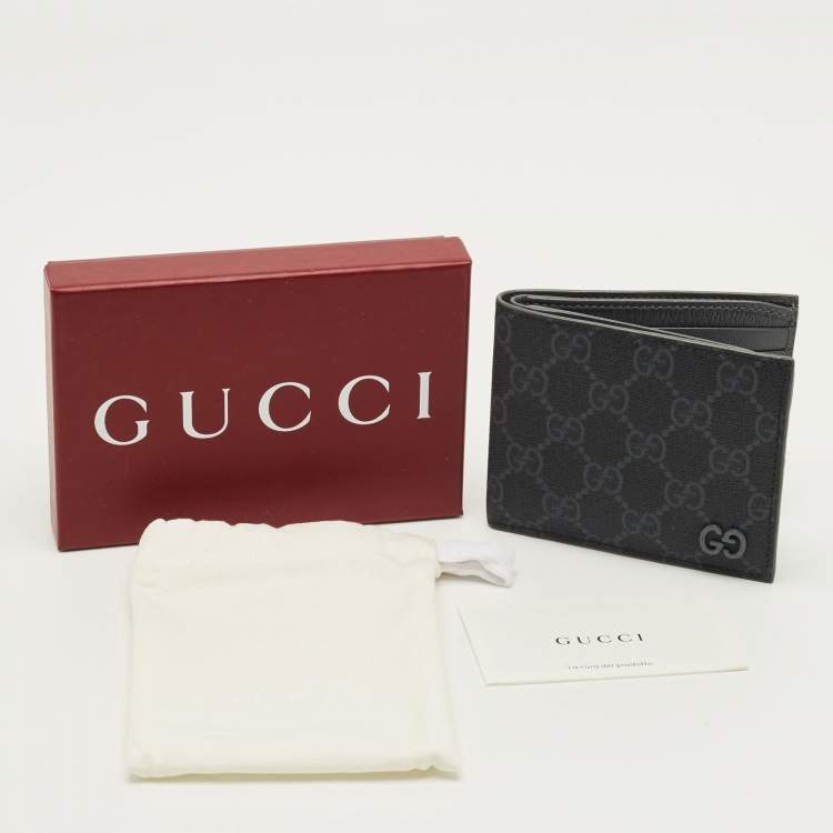 Pre Owned Gucci Dark Grey GG Supreme Canvas GG Bifold Wallet