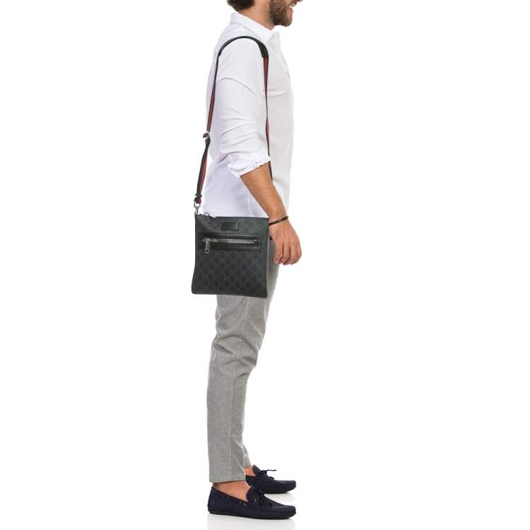 Pre Owned Gucci Small Black GG Supreme Canvas Messenger Bag