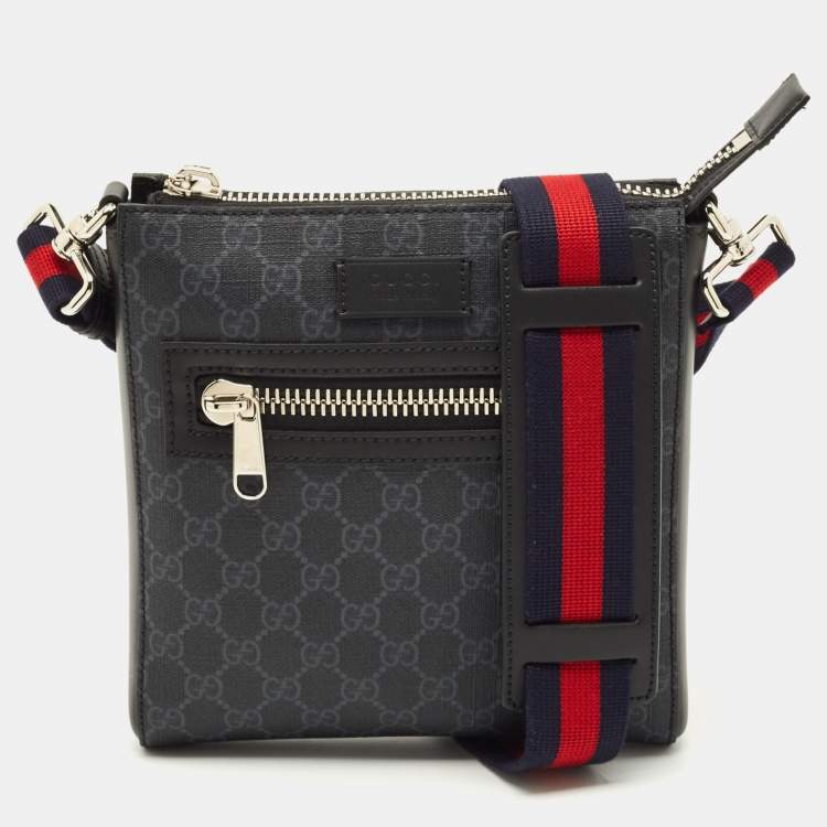 Pre Owned Gucci Small Black GG Supreme Canvas Messenger Bag