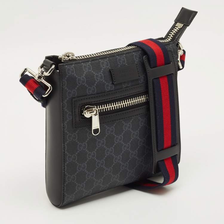 Pre Owned Gucci Small Black GG Supreme Canvas Messenger Bag