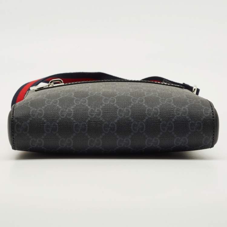 Pre Owned Gucci Small Black GG Supreme Canvas Messenger Bag