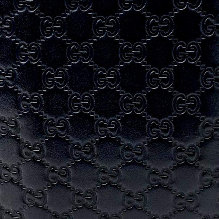 Pre Owned Gucci Navy Blue Leather Micro Cimaline Long Wallet