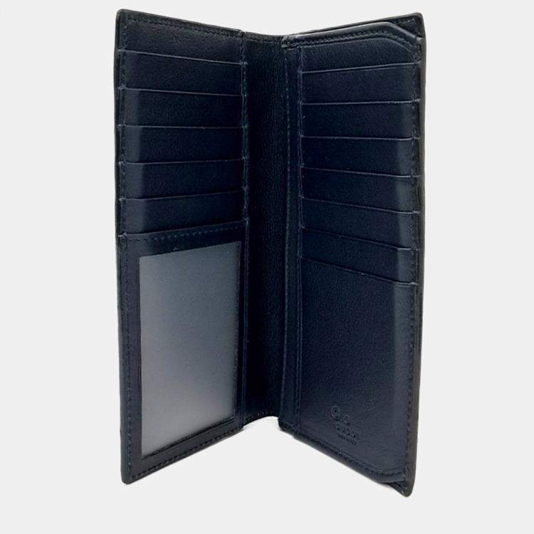 Pre Owned Gucci Navy Blue Leather Micro Cimaline Long Wallet