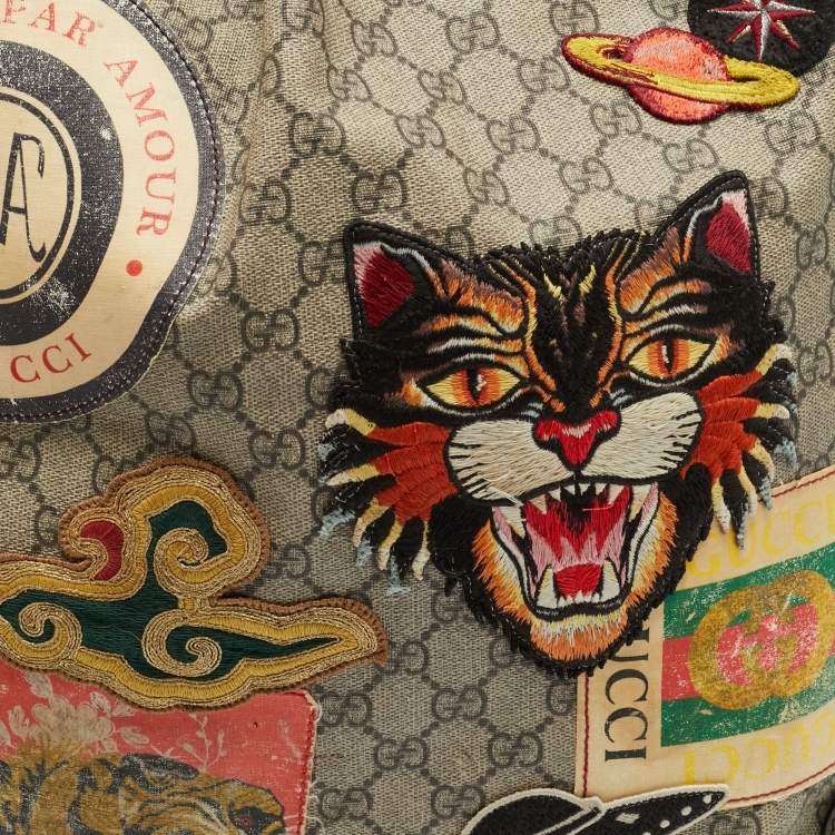 مملوكة مسبقًا Gucci Courrier Beige/Brown GG Supreme Canvas Drawstring Backpack