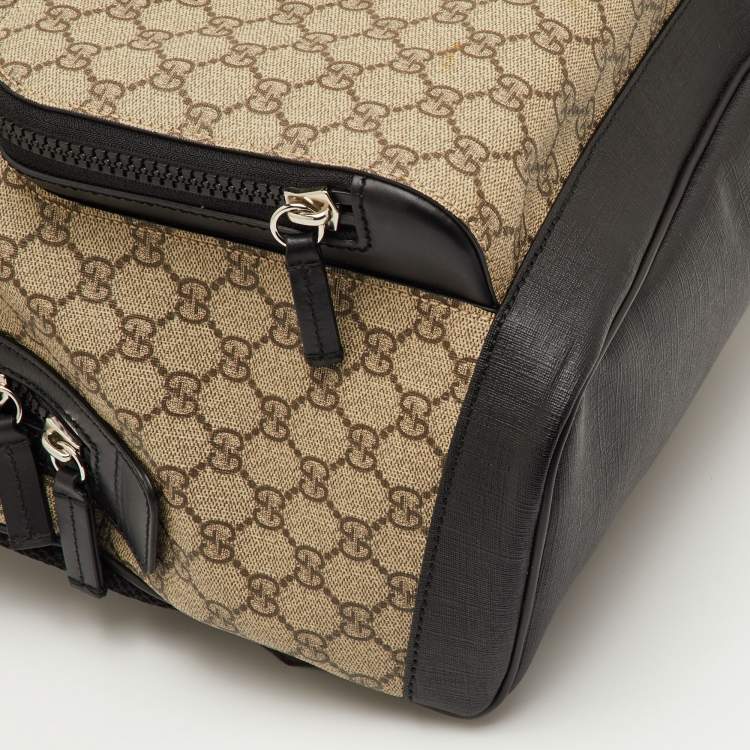 Pre Owned Gucci Eden Beige/Black GG Supreme Canvas and Leather Backpack