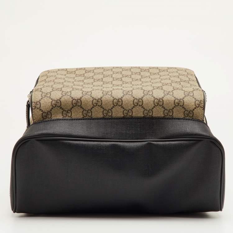 Pre Owned Gucci Eden Beige/Black GG Supreme Canvas and Leather Backpack