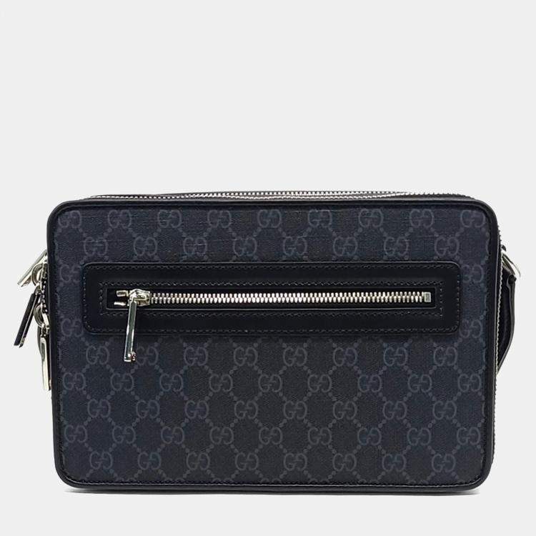 Pre Owned Gucci Navy Blue Coated Canvas Gg Supreme Crossbody Bag