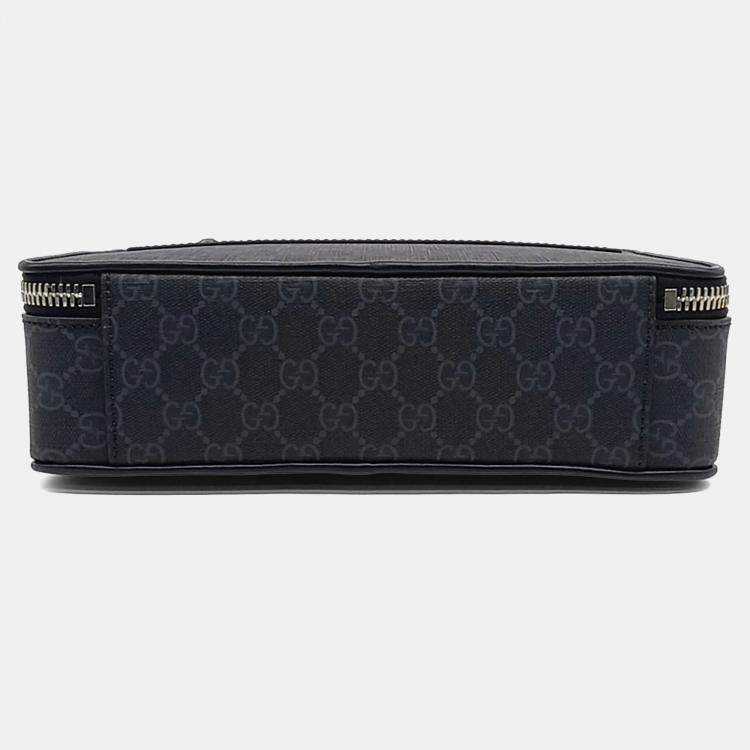 Pre Owned Gucci Navy Blue Coated Canvas Gg Supreme Crossbody Bag