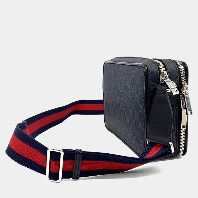 Pre Owned Gucci Navy Blue Coated Canvas Gg Supreme Crossbody Bag