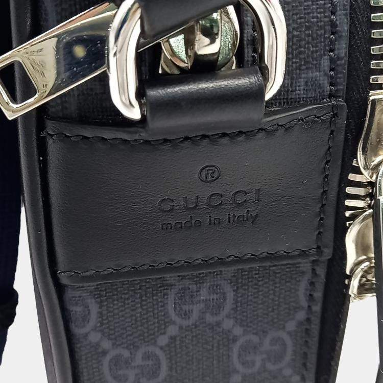 Pre Owned Gucci Navy Blue Coated Canvas Gg Supreme Crossbody Bag