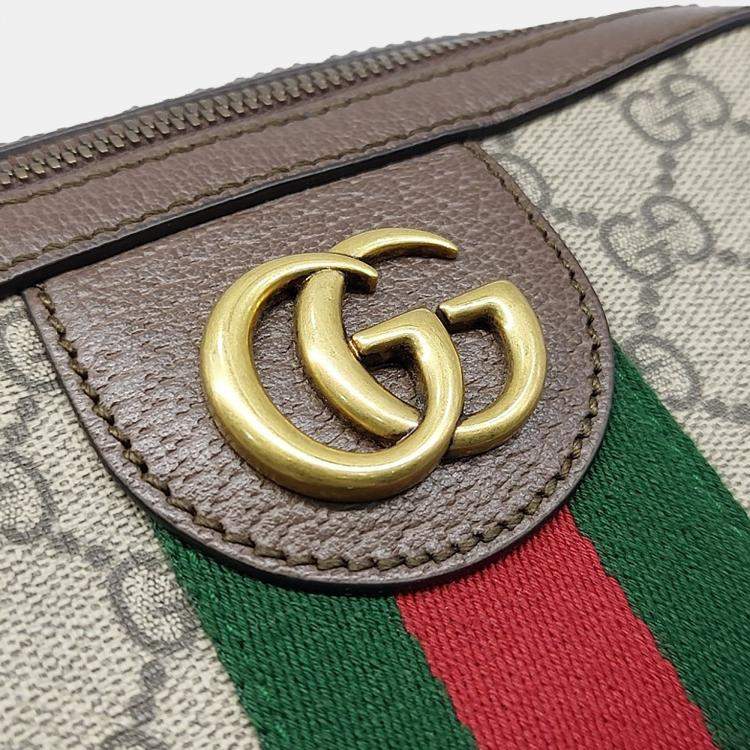 Pre Owned Gucci Beige Brown PVC Ophidia Gg Supreme Backpack Medium
