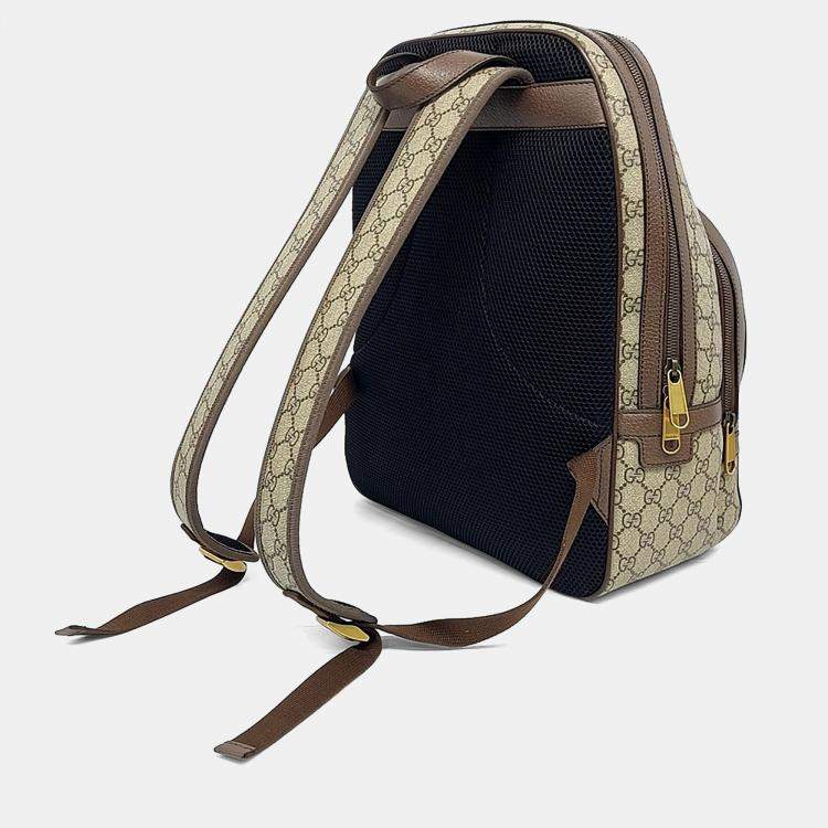 Pre Owned Gucci Beige Brown PVC Ophidia Gg Supreme Backpack Medium