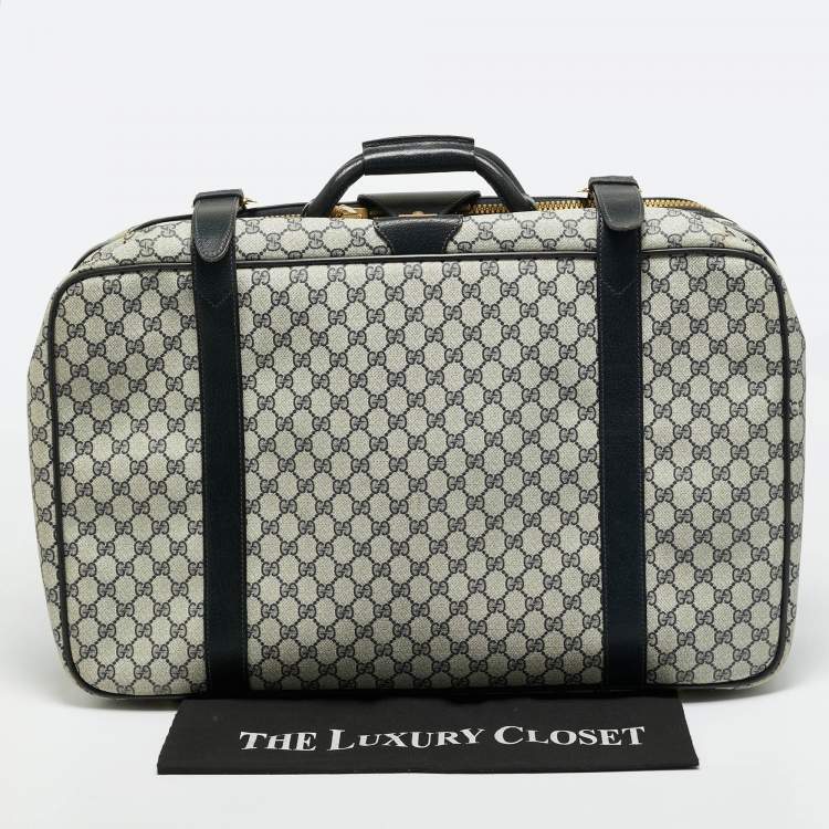 مملوكة مسبقًا حقيبة سفر غوتشي كانفاس سوبر يم جي جي أزرق داكن