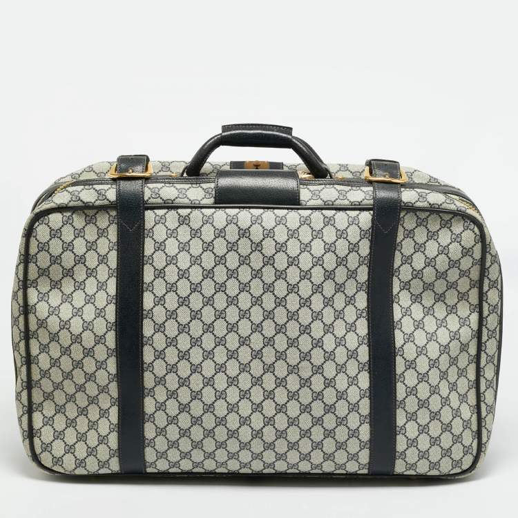 مملوكة مسبقًا حقيبة سفر غوتشي كانفاس سوبر يم جي جي أزرق داكن