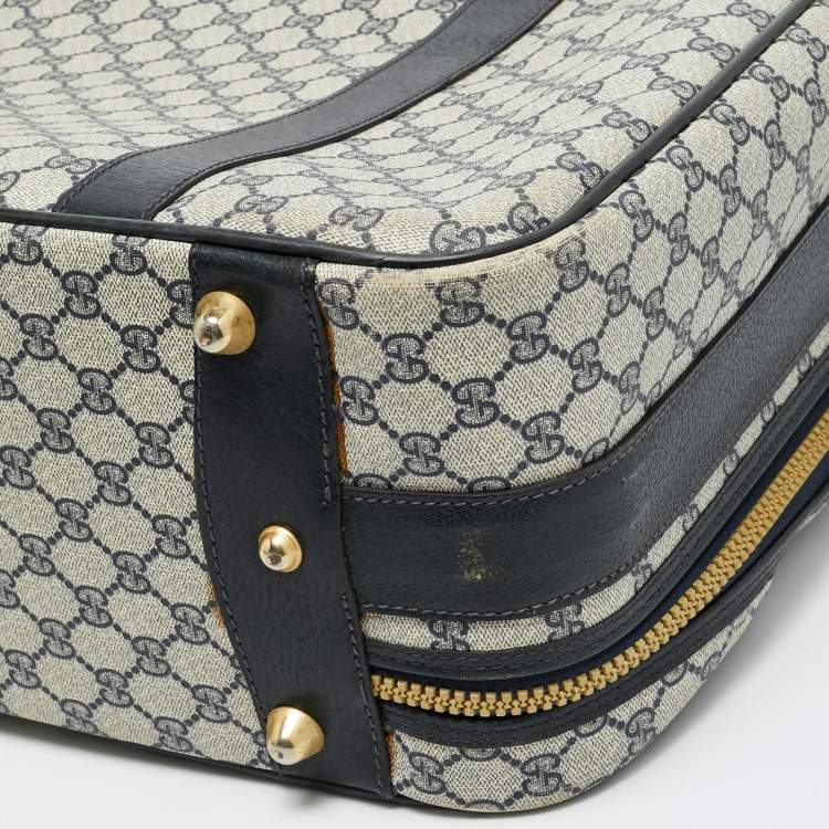 مملوكة مسبقًا حقيبة سفر غوتشي كانفاس سوبر يم جي جي أزرق داكن