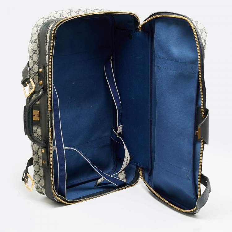 مملوكة مسبقًا حقيبة سفر غوتشي كانفاس سوبر يم جي جي أزرق داكن