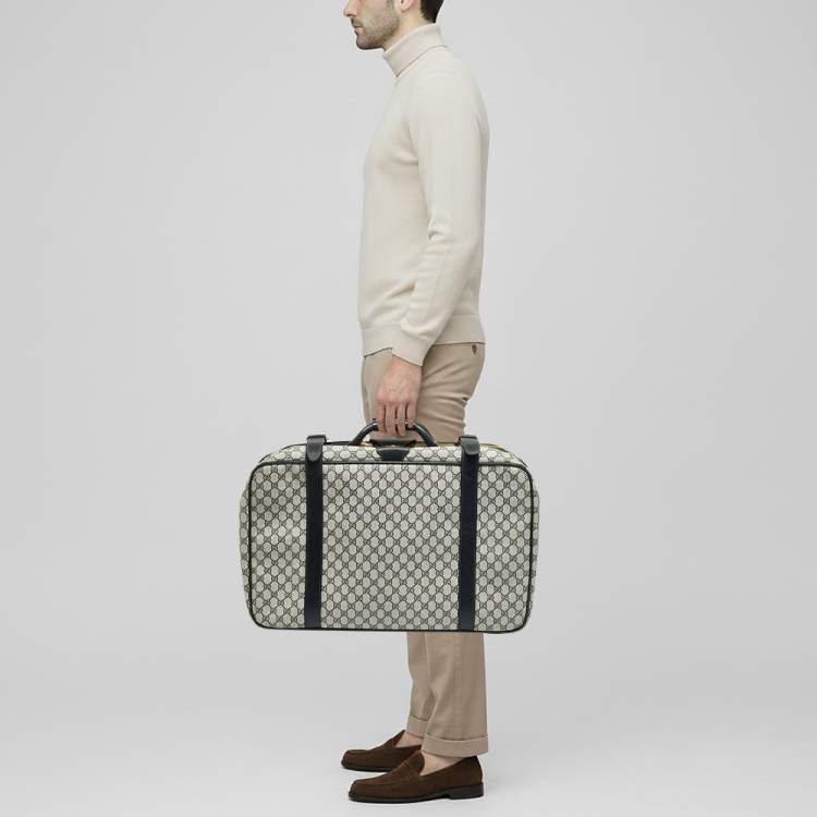 مملوكة مسبقًا حقيبة سفر غوتشي كانفاس سوبر يم جي جي أزرق داكن