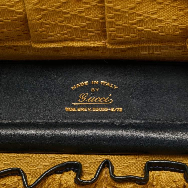 مملوكة مسبقًا حقيبة سفر غوتشي ترانك نسج GG أزرق كحلي/أسود وجلد