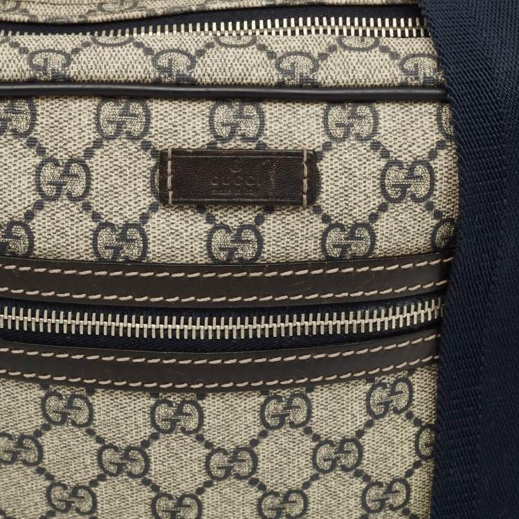 Pre Owned Gucci Navy Blue/Beige GG Supreme Canvas Messenger Bag