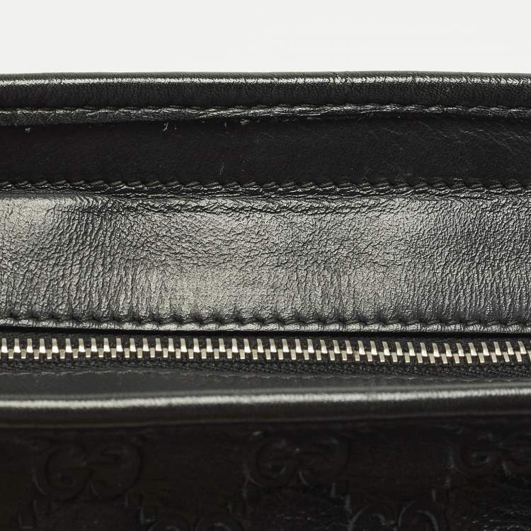 مملوكة مسبقًا Gucci Black Guccissima Leather Messenger Bag