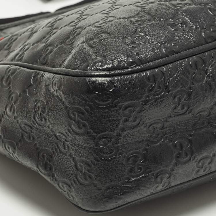 مملوكة مسبقًا Gucci Black Guccissima Leather Messenger Bag