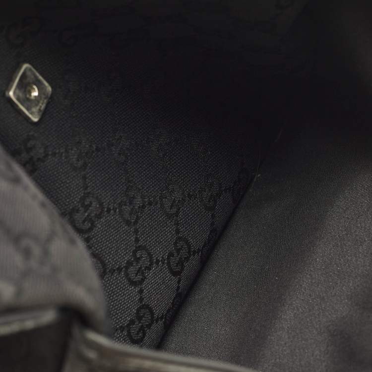 Pre Owned Gucci Black GG Canvas Flat Messenger Bag