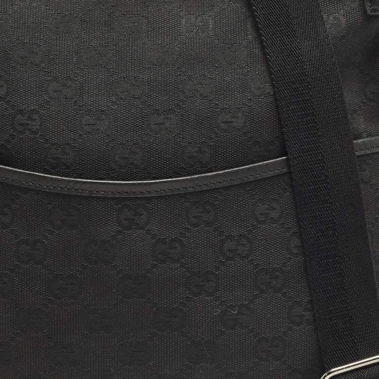 Pre Owned Gucci Black GG Canvas Flat Messenger Bag