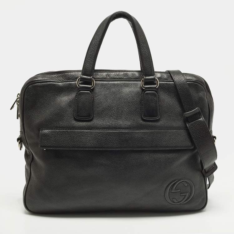 Pre Owned Gucci Soho Black Leather bussiness Briefcase Bag