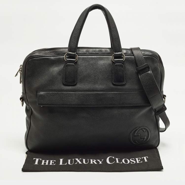 Pre Owned Gucci Soho Black Leather bussiness Briefcase Bag