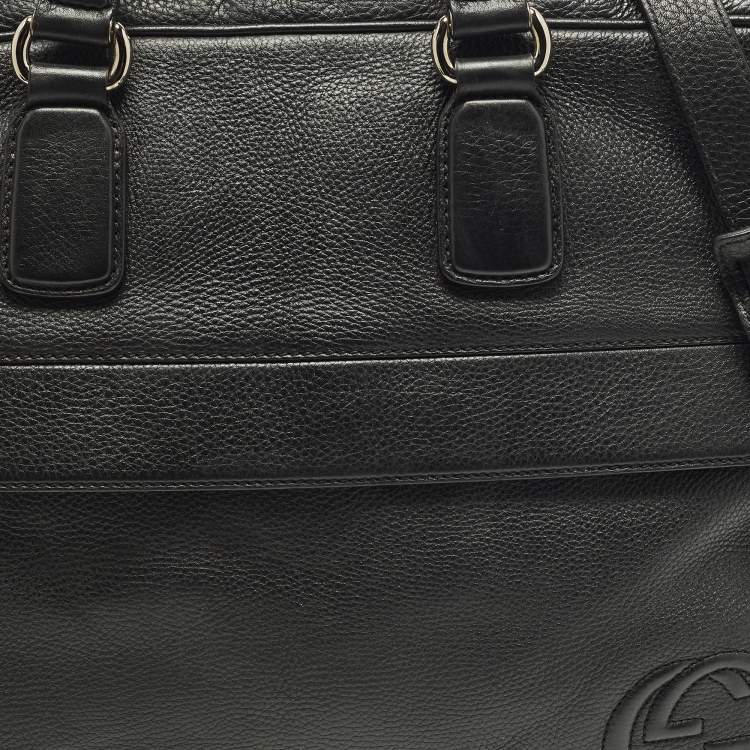Pre Owned Gucci Soho Black Leather bussiness Briefcase Bag